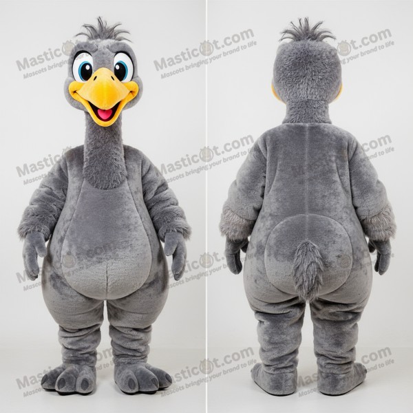 Velvety gray sleek emu mascot - Masticot.com
