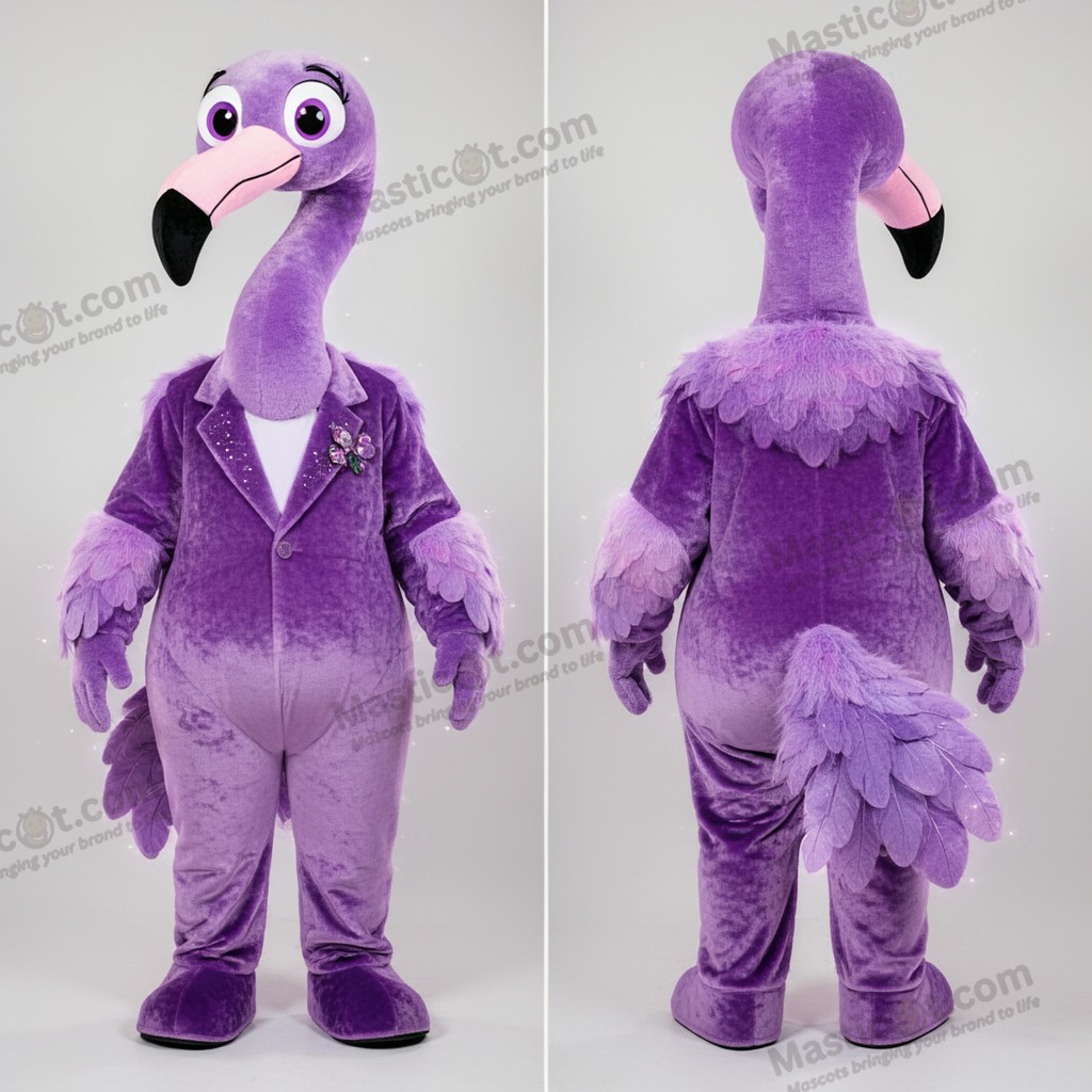 Elegantní levandulový maskot flaminga - Flamingo - MASTICOT_36206 - Masticot.com