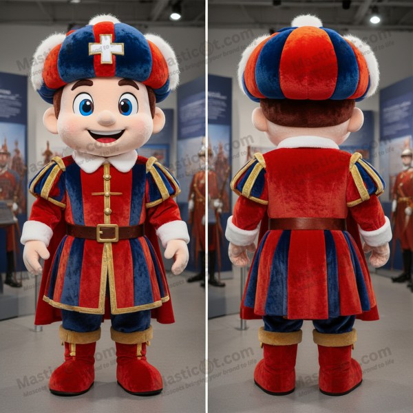 Fato de mascote da Guarda Suíça em veludo azul marinho -