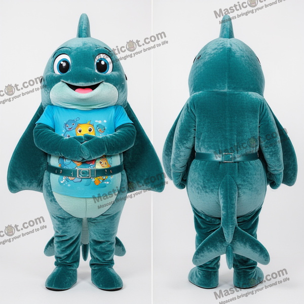 Mascote de arraia elegante azul-turquesa - Arraia - MASTICOT_36264 - Masticot.com