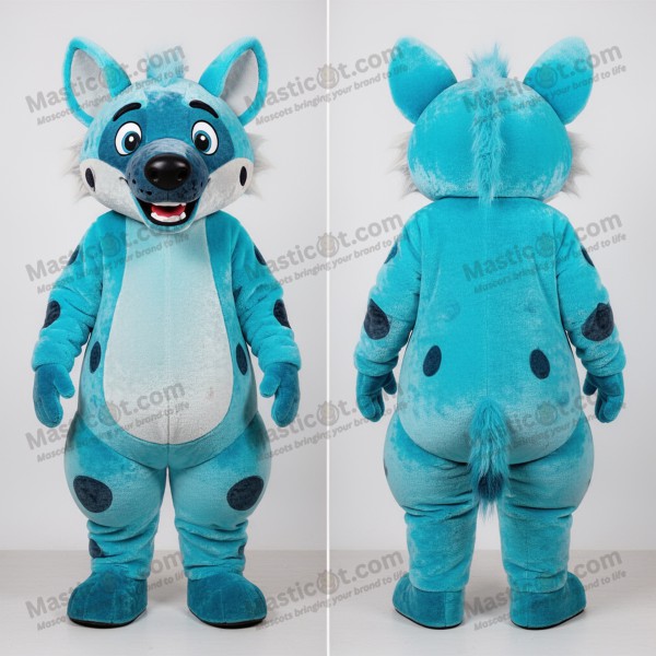 Cyan fløyelsaktig hyenemaskot - Masticot.com