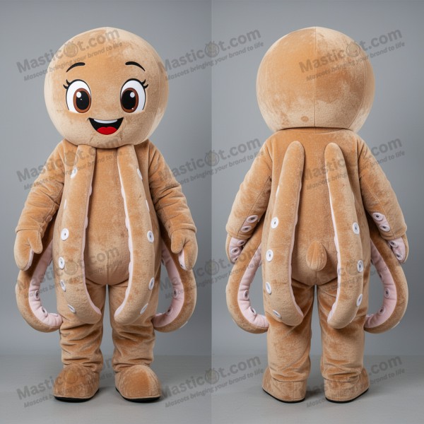 Amber Brown Cartoon Octopus Mascot - Masticot.com