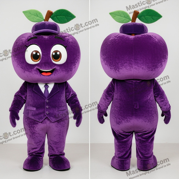 Sametově fialový kartonový jablkový maskot - Jablko - MASTICOT_36345 - Masticot.com