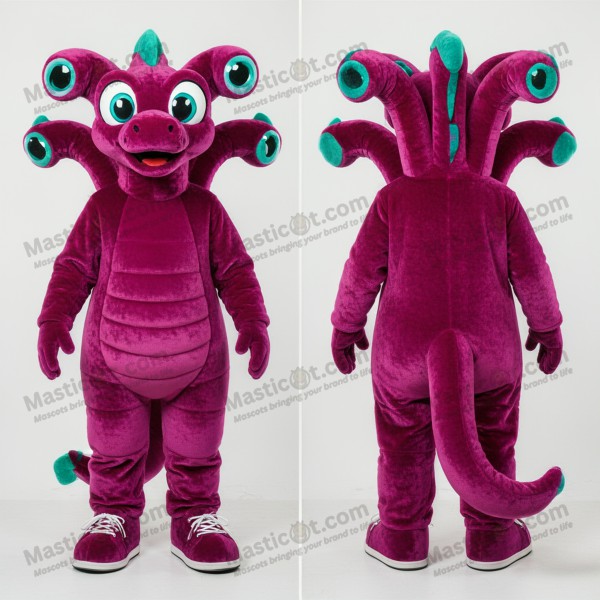 Magenta Cartoon Hydra Mascot - Masticot.com