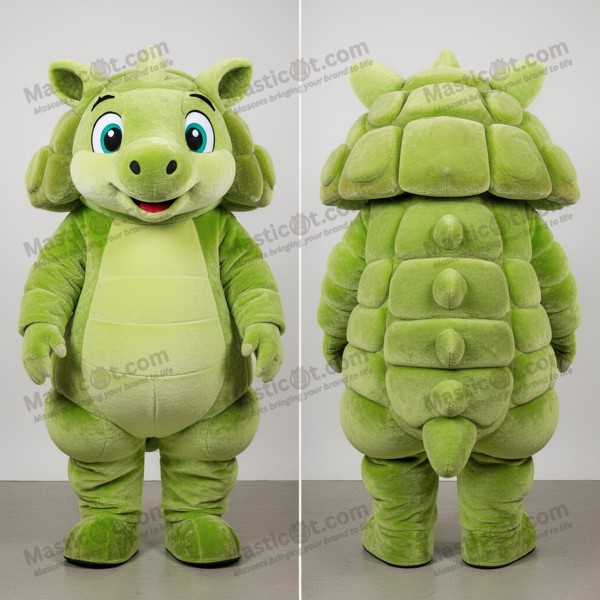 Lime green rounded shell glyptodon mascot - Masticot.com