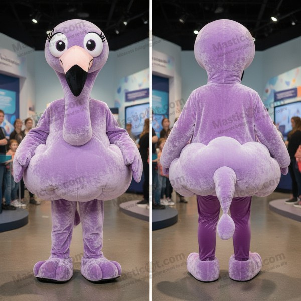 Lavender plush flamingo mascot - Masticot.com