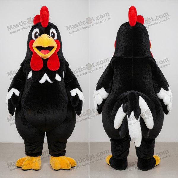 Mascotă cocoș negru mândru - Masticot.com