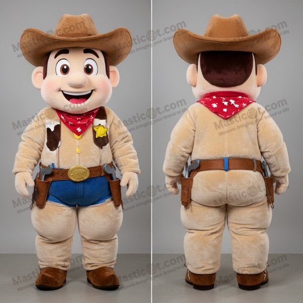 Beige velvety cowboy mascot - Masticot.com