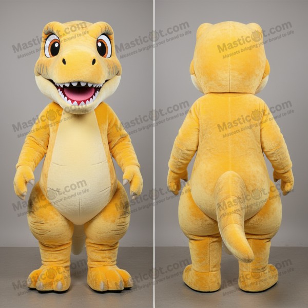 Golden Cartoon Velociraptor Mascot - Masticot.com