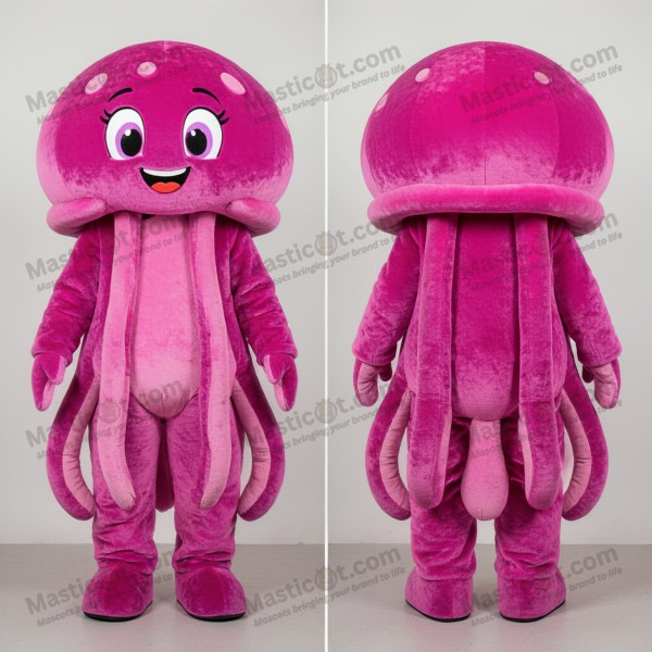 Magenta Tegneserie Blæksprutte Mascot - Masticot.com