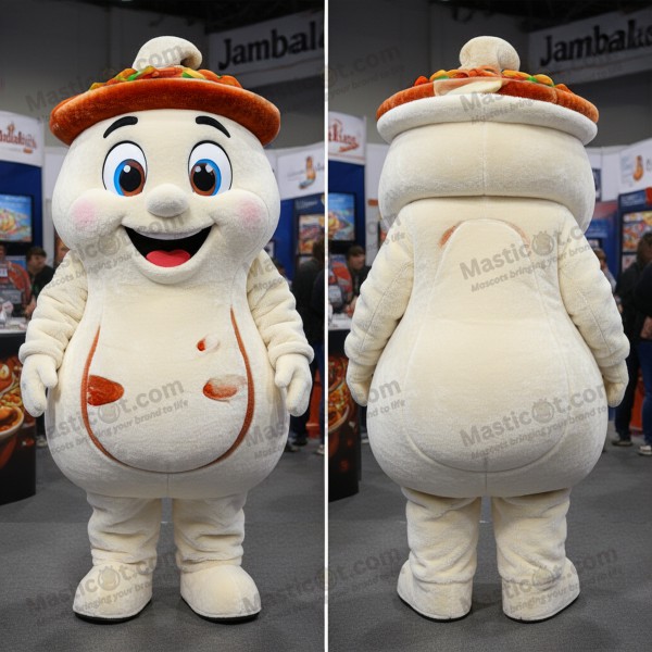 Witte pluizige jambalaya mascotte - Masticot.com