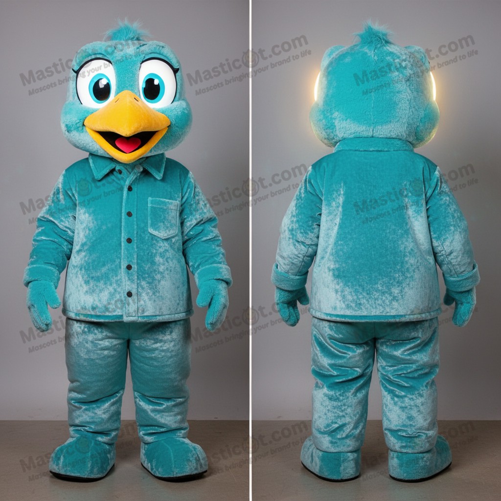 Schitterende turquoise speelse pinguïn mascotte - Pinguïn - MASTICOT_3636 - Masticot.com