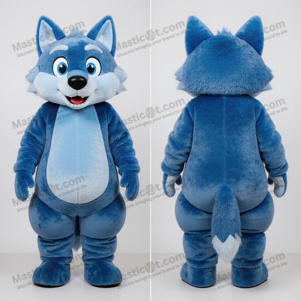 Deep blue fluffy say wolf mascot - Masticot.com