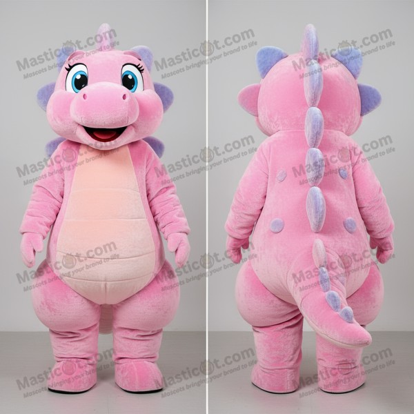Pink plush spiky stegosaurus mascot - Masticot.com