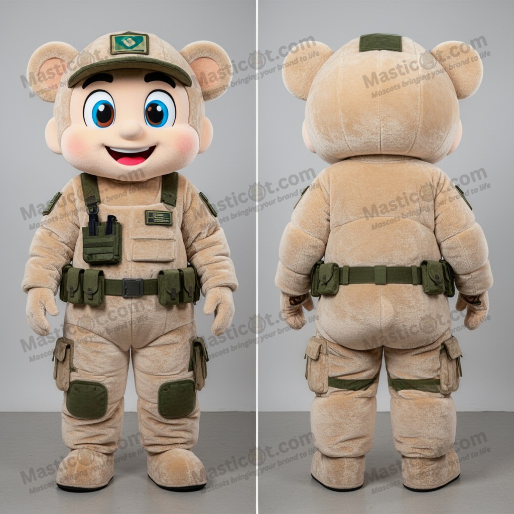 Beige padded commando mascot - Masticot.com