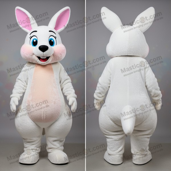 White Plush Cartoon Kangaroo Mascot - Masticot.com