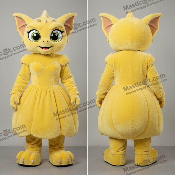 Lemon Gul Dramatisk Imperiegargoyle Maskot - Vattenkastare - MASTICOT_37001 - Masticot.com