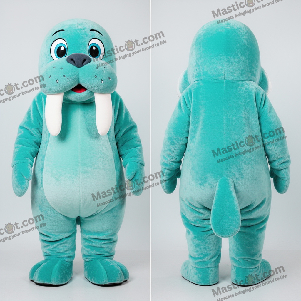 Modrý Kreslený Mrožík Maskot - Mrož - MASTICOT_37007 - Masticot.com