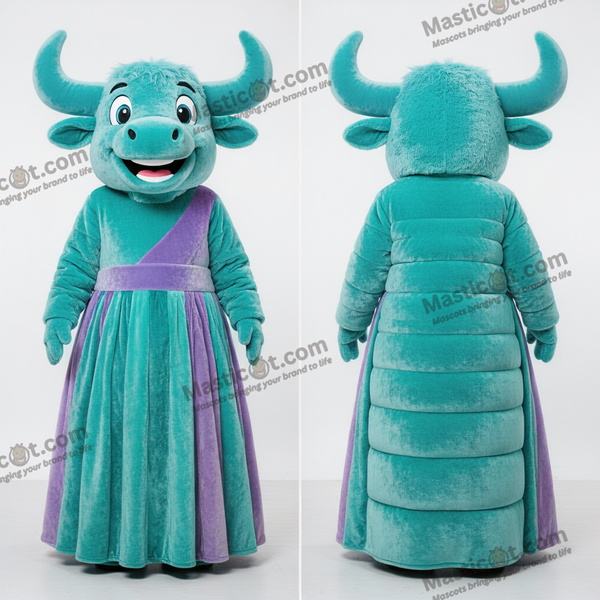 Mascotte Yak in Velluto Turchese - Yak - MASTICOT_37015 - Masticot.com