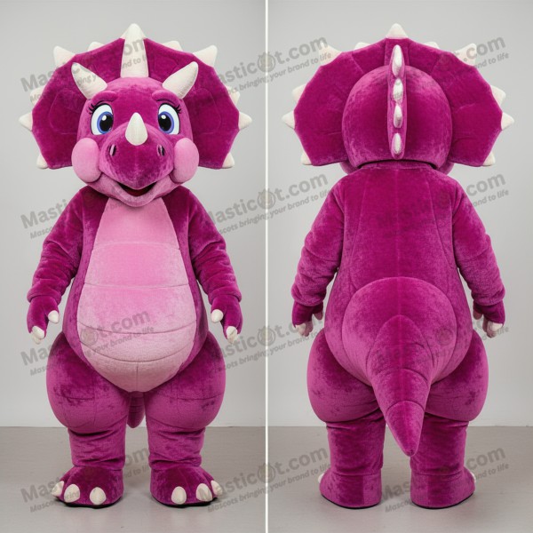 Mascotă Triceratops cu umeri largi, magenta - Masticot.com