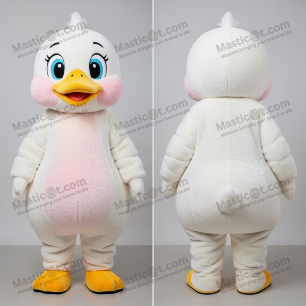 Ivory white fluffy gosling mascot - Masticot.com