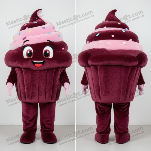 Maroon velvety cupcake mascot - Masticot.com