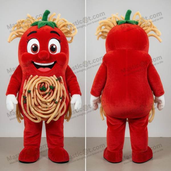 Crimson Swirl Cartoon Pesto Pasta Mascot - Masticot.com