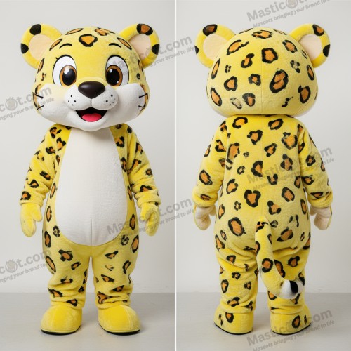 Gul leopard-maskot i myk pels - Leopard - MASTICOT_37185 - Masticot.com