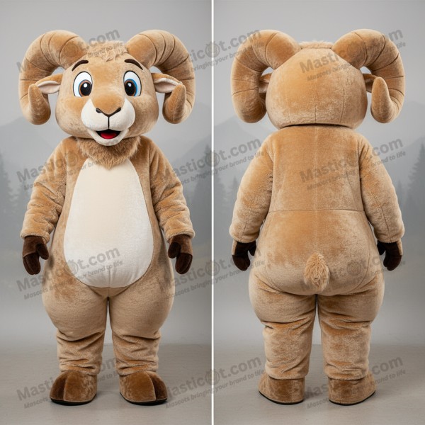 Tan plush ram mascot - Masticot.com