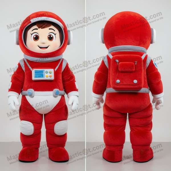 Crimson red rounded astronaut mascot - Masticot.com