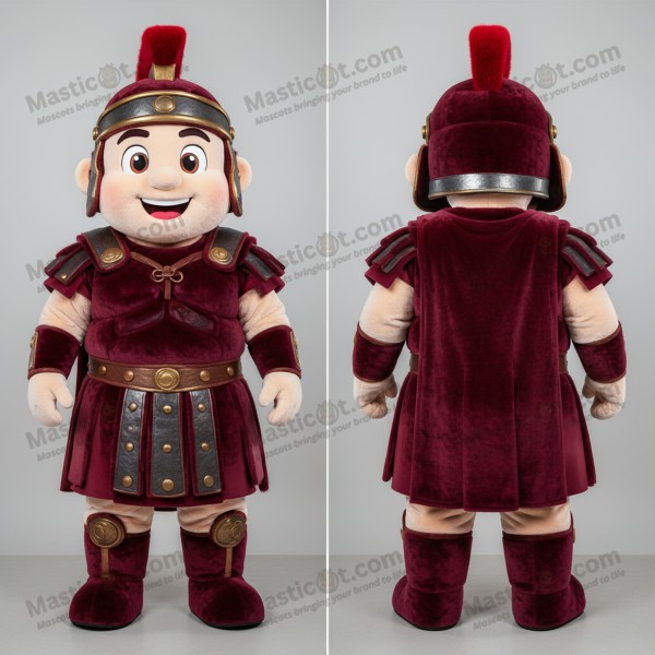Maroon Cartoon Roman Soldier Mascot - Masticot.com