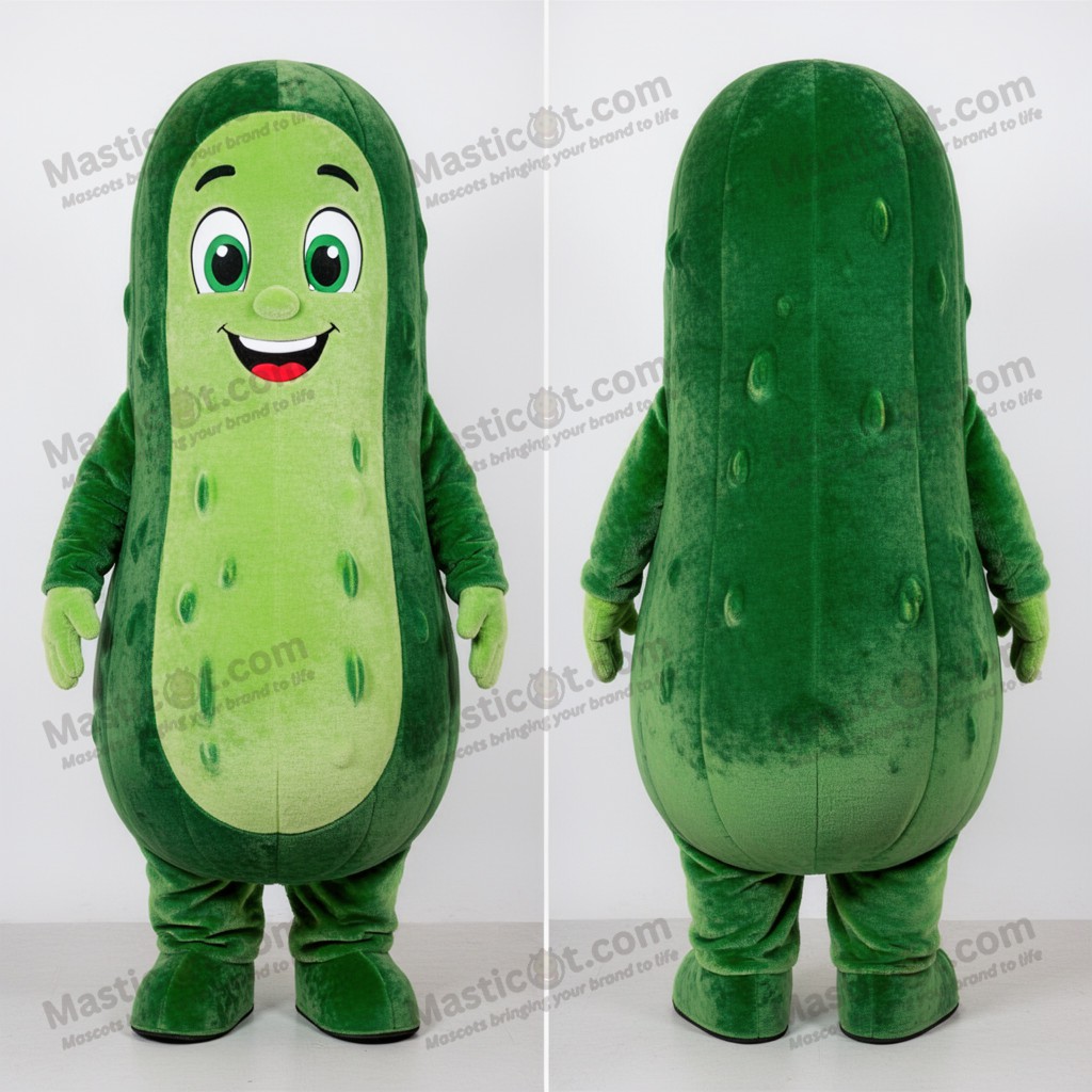 Lime green velvety cucumber mascot - Masticot.com