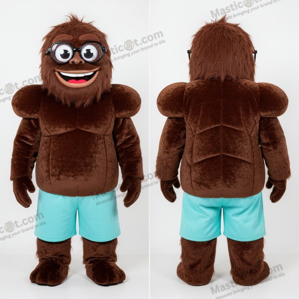 Earth brown cuddly yeti mascot