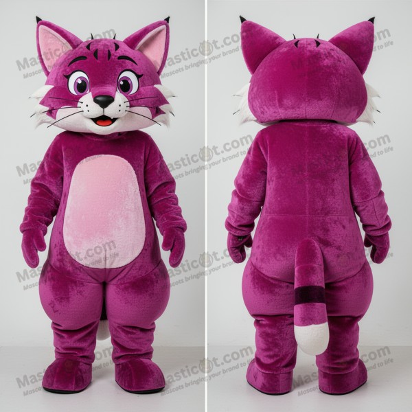 Magenta Cartoon Bobcat Mascot - Masticot.com