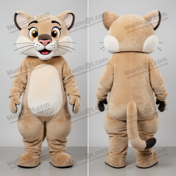Sandy Beige Friendly Mountain Lion Mascot - Masticot.com