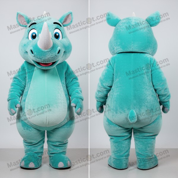 Turquoise Velvety Cheeks Rhinoceros Mascot - Masticot.com