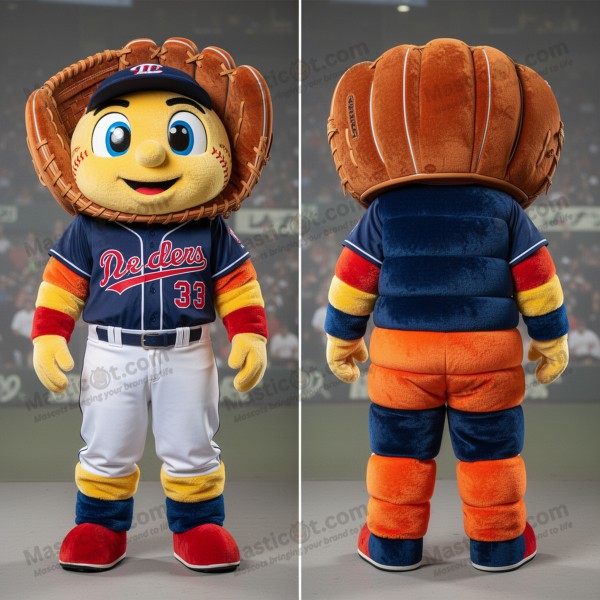 Marinblå plush-baseballhanske maskotdrakt - Masticot.com