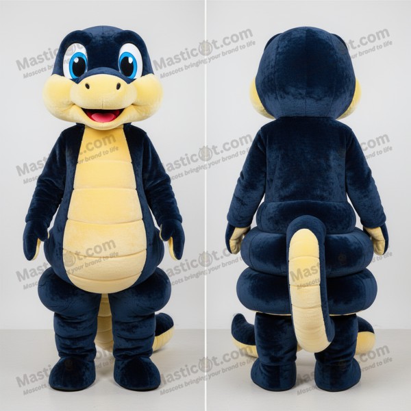 Navy Velvety Cartoon Snake Mascot - Masticot.com