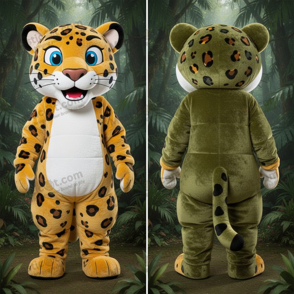 Olive Green Cartoon Jaguar Mascot - Masticot.com