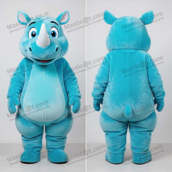 Cyan Padded Rhinoceros Mascot - Masticot.com