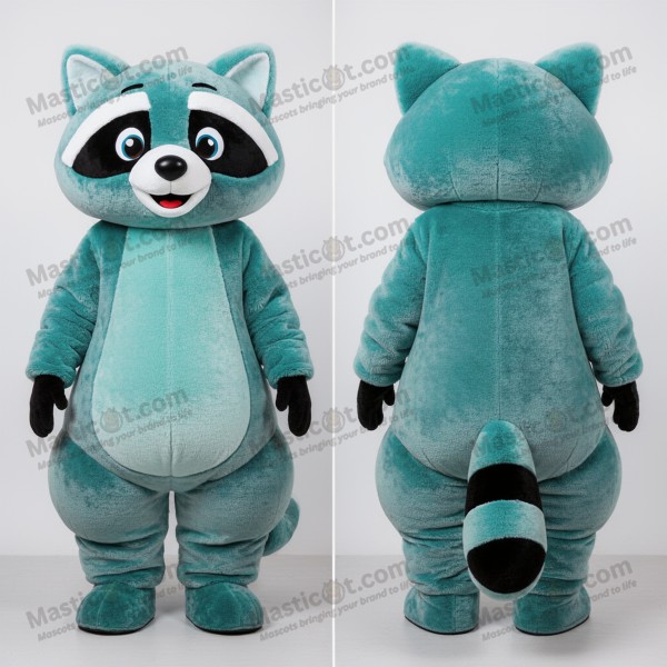 Teal plush padded raccoon mascot - Masticot.com