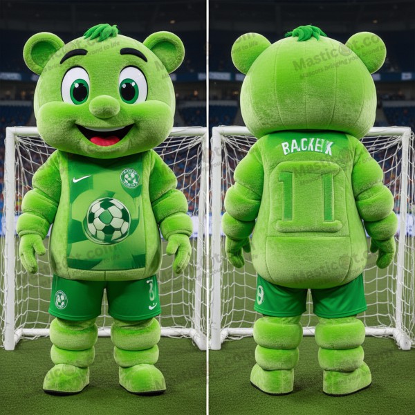 Lime Green Cartoon Soccer Goal Mascot - Masticot.com