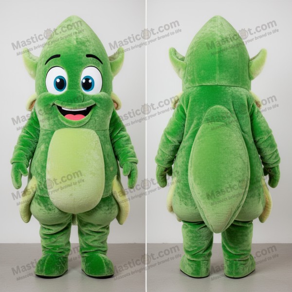Mascotă Cartoon Verde Vibrantă de Calamar Prăjit -