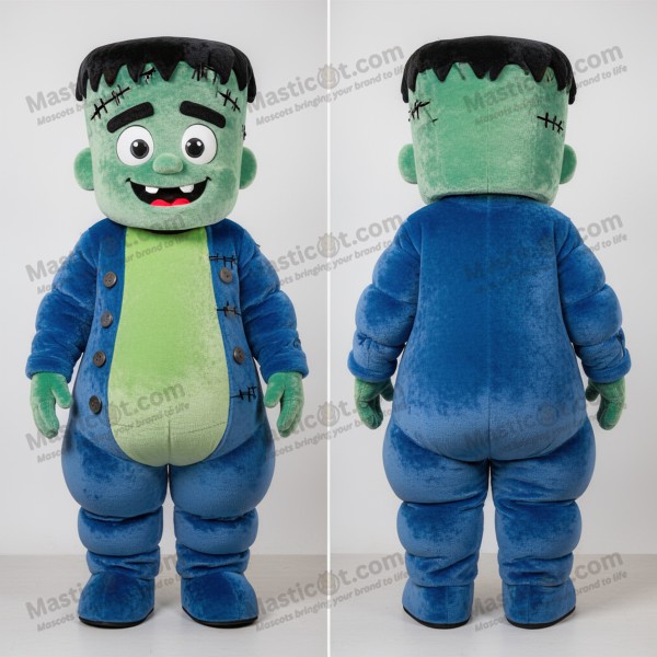 Electric blue broad shouldered frankenstein mascot -