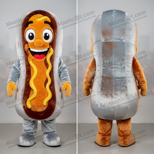 Sølvfløyelsaktig Currywurst-maskot - Masticot.com