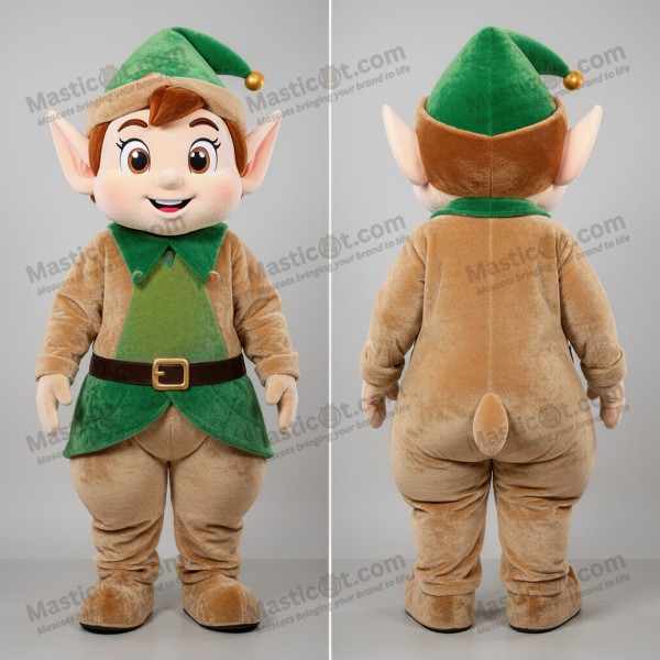 Myk tan-elf mascot med lekent uttrykk - Masticot.com