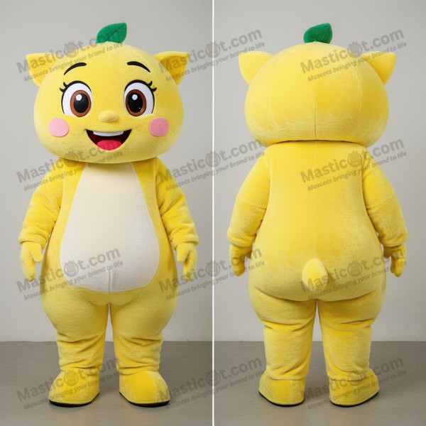 Lemon Yellow Glimlachende Pad Thai Mascotte - Masticot.com