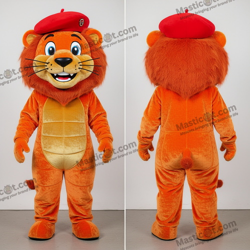 Velvet Orange Tecknad Lejonmaskot - Lejon - MASTICOT_38019 - Masticot.com