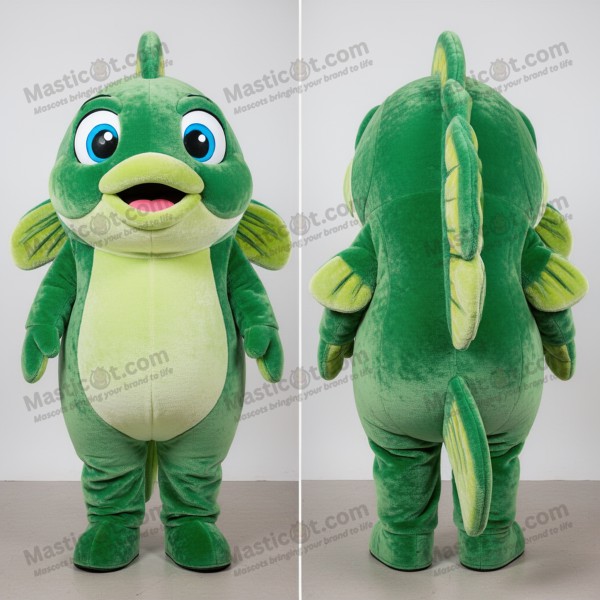 Mascota de Pescado Tacos Verde Esmeralda Sonriente -