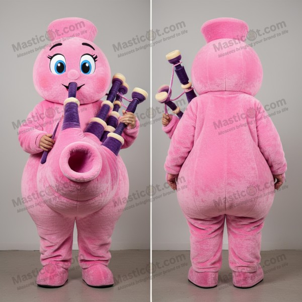 Velvety Pink Cartoon Bagpipe Mascot - Masticot.com
